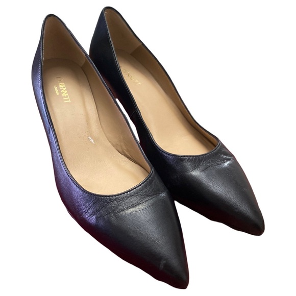 LK Bennett London Audrey Black Leather Kitten Heel Courts Size 6 - Picture 12 of 15